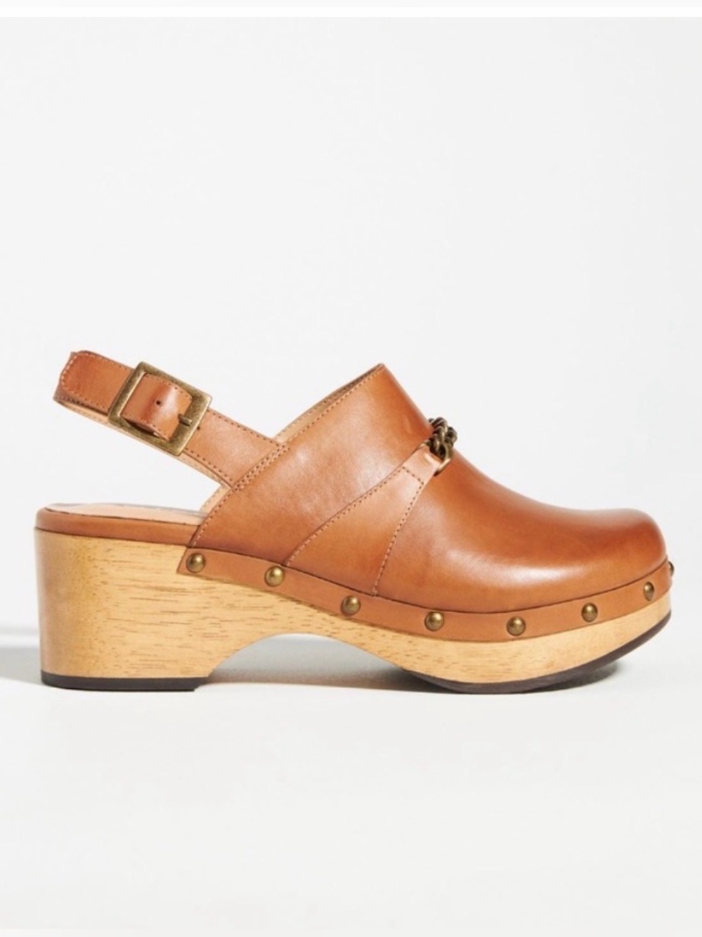 Anthropologie Silent D Georgia Leather Studded Slingback Clog w Chain- size 6/36